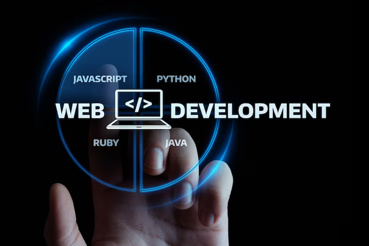 Split-screen image comparing front-end UI design and back-end server-side code for web development
