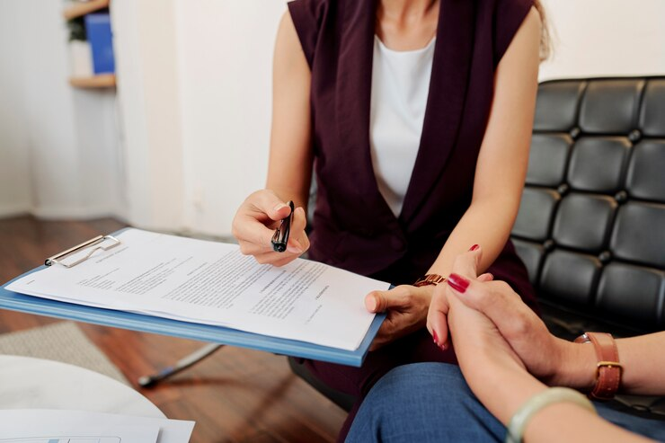 Close-up of certification documents and licenses required for mental health professionals