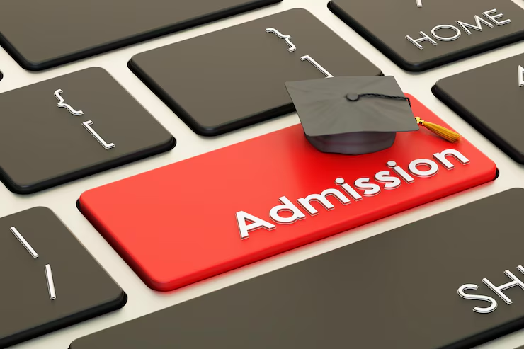 Students submitting applications during the B.Tech admission process at a university